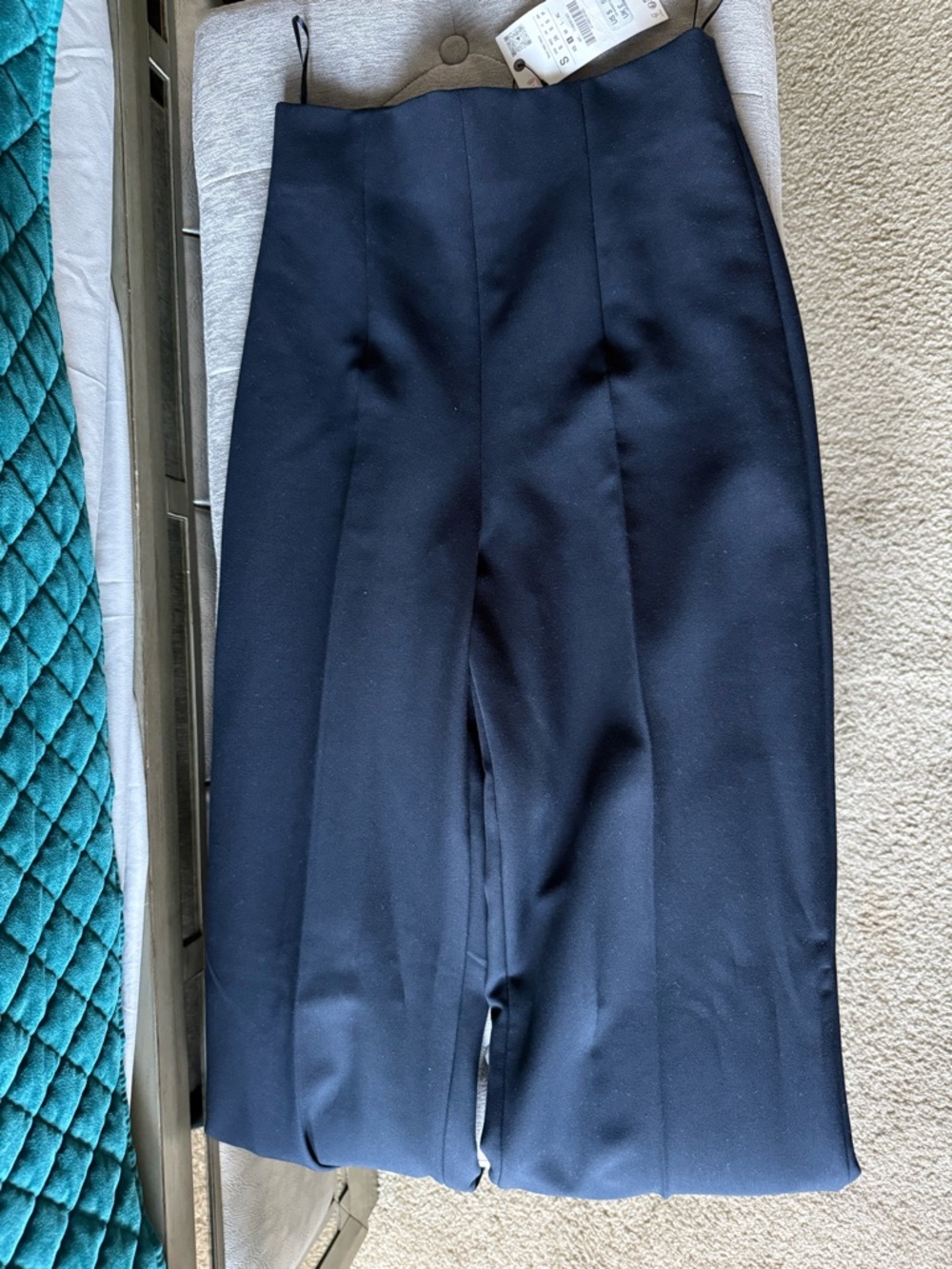 Wide-Leg Navy Trousers - Women - Picture 7 of 8